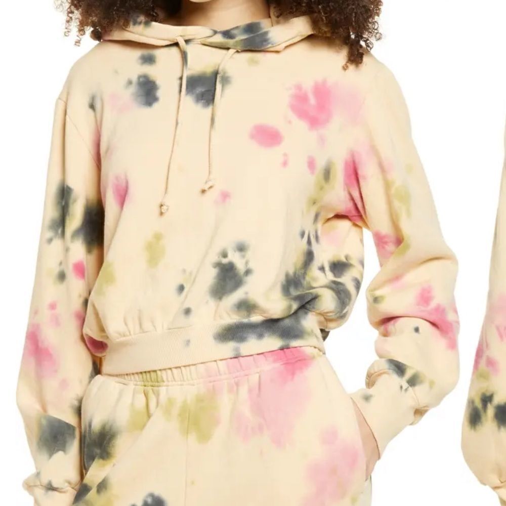AFRM Sand Crumble Cotton Tie Dye Hoodie Small MSRP $68